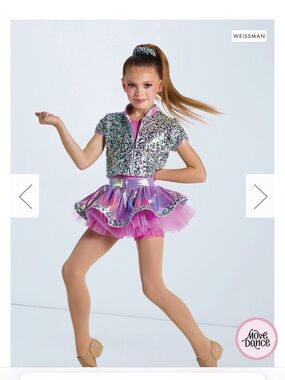 Weissman Shake It Off size IC (7/8T) dance outfit pink dress with sequin jacket